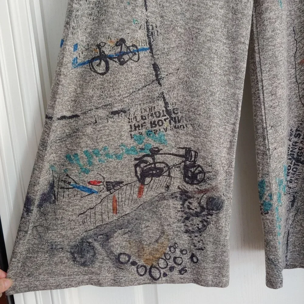 Inoah Freedom Art Knit Pants Whimsical Urban Graphic Print Streetwear M - Picture 7 of 13